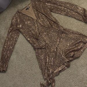 Fashion Nova Gold Sequin Jumpsuit